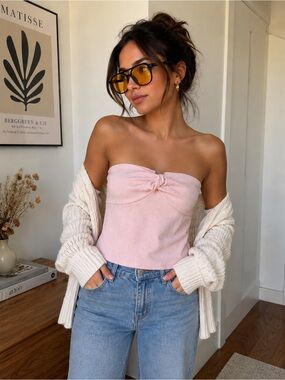 Rebellious Dreamer Pink Strapless Twist Front Tube Top XL NWT